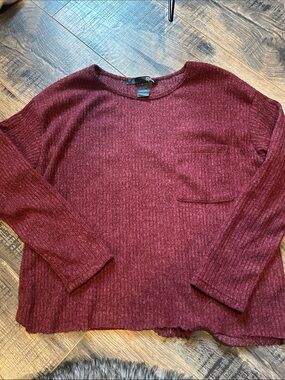 Rebel Sugar Maroon Ribbed Long-Sleeve Top
